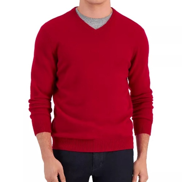 Men's V-Neck 2 Ply Cashmere Sweater, Created for Macy's; Size Large. - Picture 4 of 4